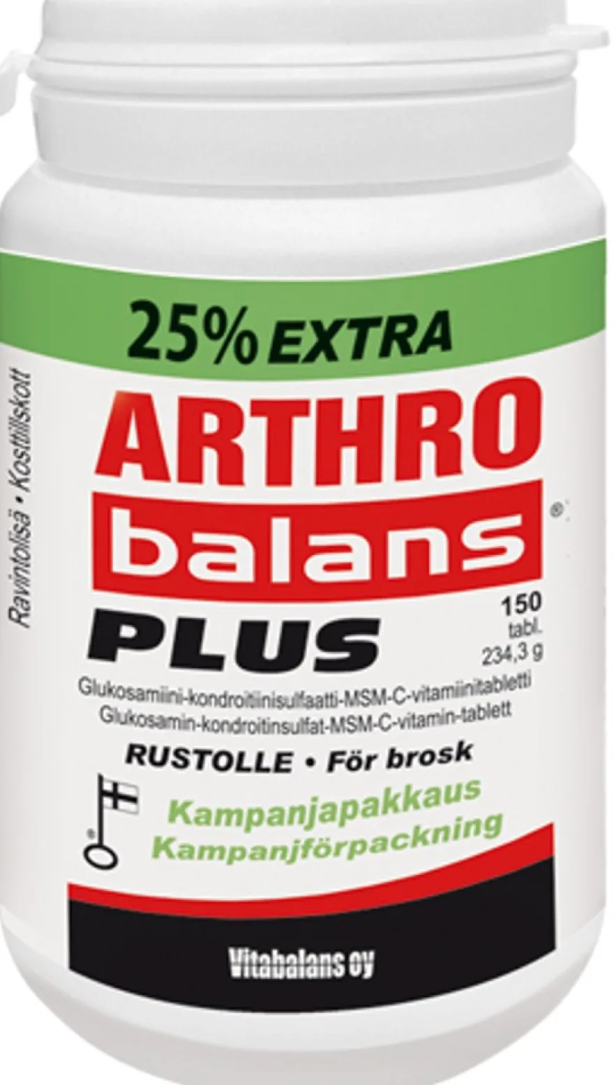 Arthrobalans® Plus 150 tabl., glukosamiini-kondroitiinisulfaatti-MSM-C-vitamiinitabletti, Vitabalans