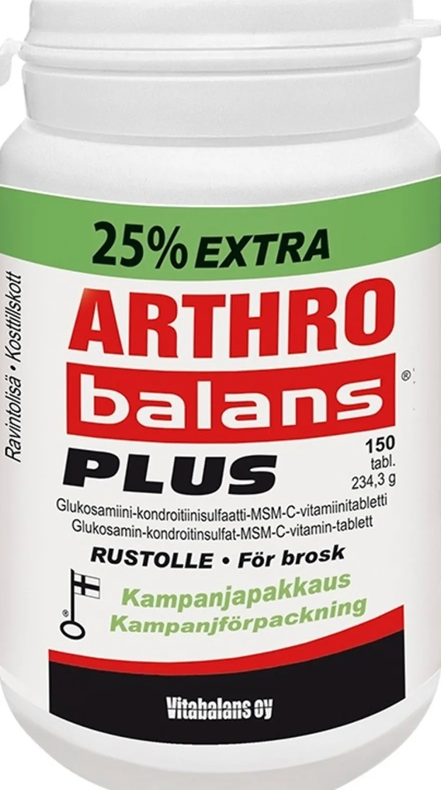 Arthrobalans® Plus 150 tabl., glukosamiini-kondroitiinisulfaatti-MSM-C-vitamiinitabletti, Vitabalans