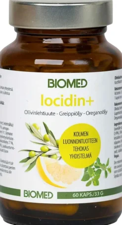 Biomed Iocidin+ Oliivinlehtiuute-Greippiöljy-Oreganoöljy 60 kaps.