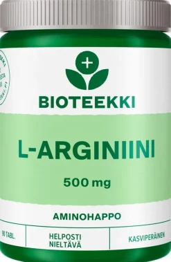Bioteekki L-Arginiini 500 mg aminohappo ravintolisä 90 tabl.