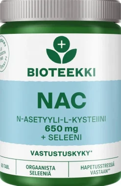 Bioteekki NAC 650 mg + Seleeni ravintolisä 60 tabl.