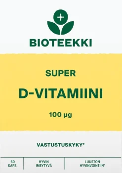 Bioteekki Super D-vitamiini 100 mikrog. ravintolisä 60 kaps.