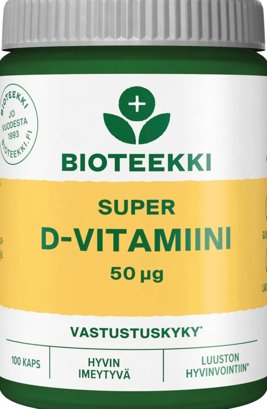 Bioteekki Super D-vitamiini 50 mcg ravintolisä 100 kaps.