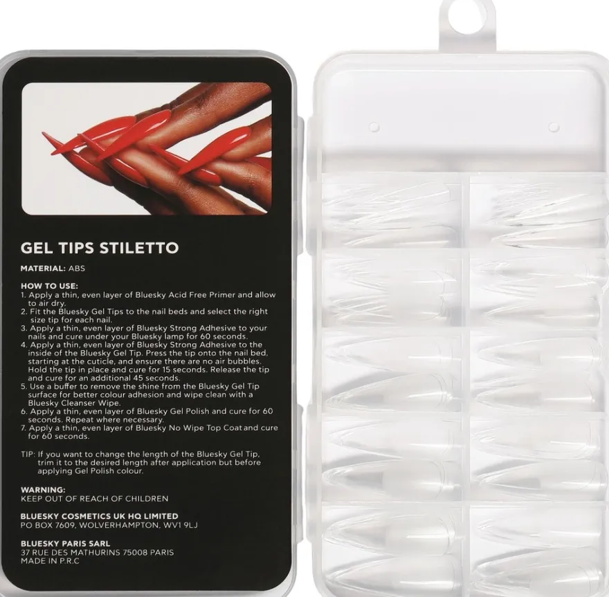 Bluesky Soft Gel Kokokynnen Tipit, Stiletto