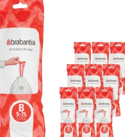 Brabantia PerfectFit roskapussit B 5L, 10 rullaa 200 pss valkoinen