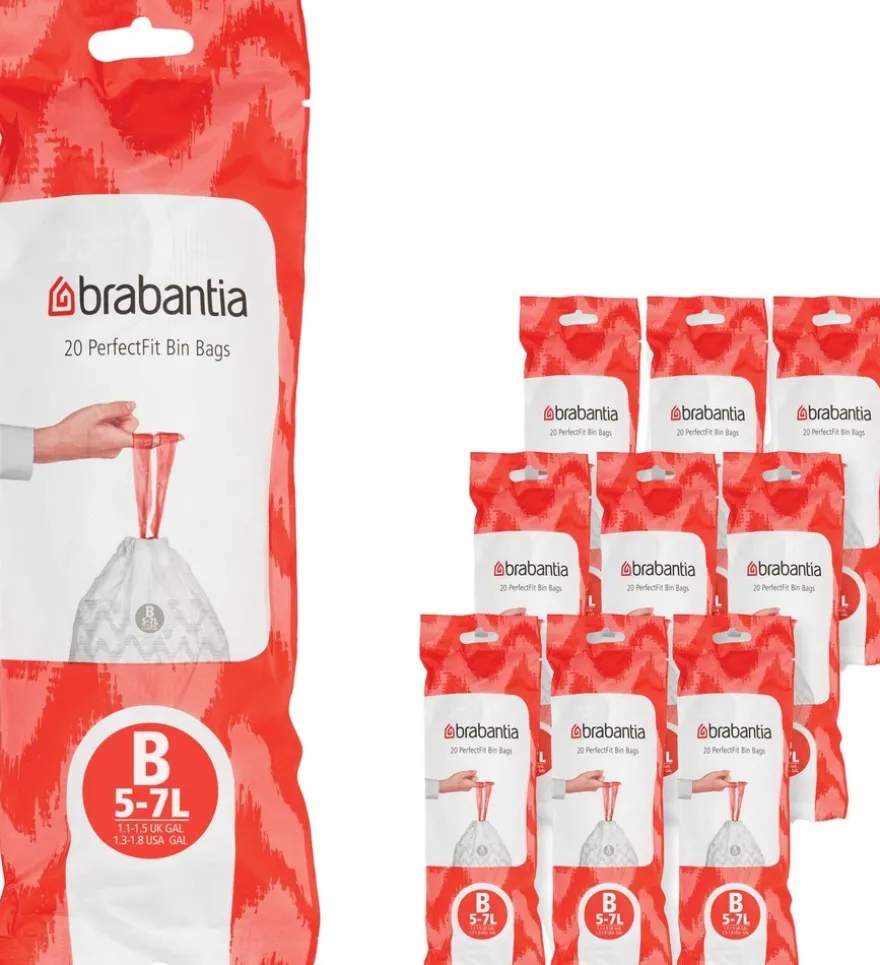 Brabantia PerfectFit roskapussit B 5L, 10 rullaa 200 pss valkoinen