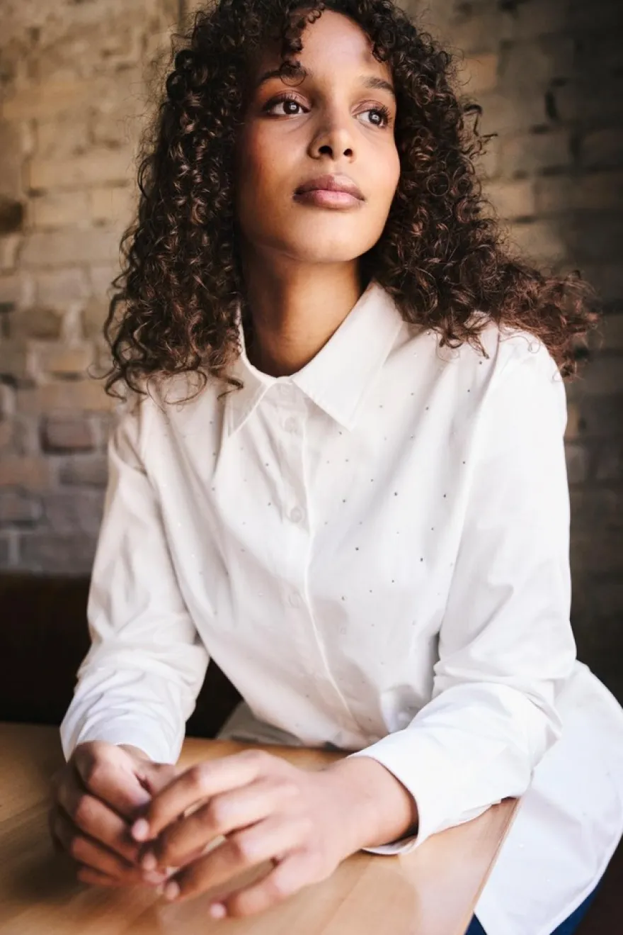 Claire Rete puuvilla strassi paitapusero