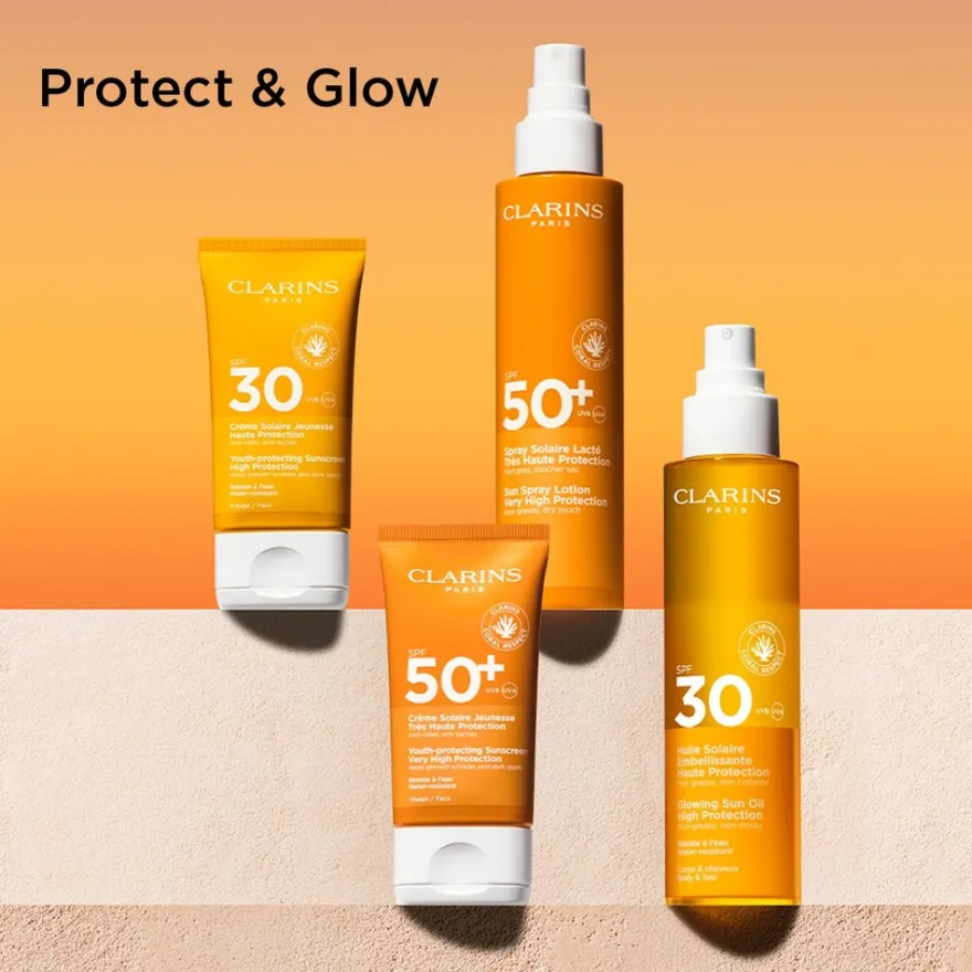 Clarins Glowing Sun Oil SPF 30 for body & hair aurinkosuojaöljy 150 ml
