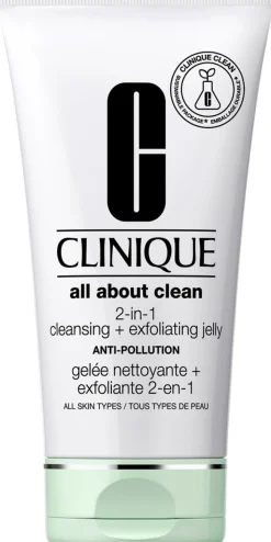 Clinique All About Clean 2-in-1 Detoxifying Jelly Cleanser + Exfoliator Anti-Pollution puhdistusaine 150 ml