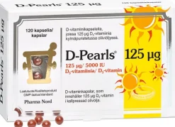 D-Pearls® 125 mcg D-vitamiini ravintolisä 120 kaps.