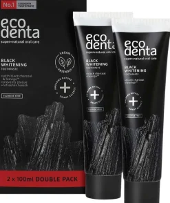 Ecodenta Black Whitening valkaiseva hiilihammastahna, 100ml tuplapakkaus