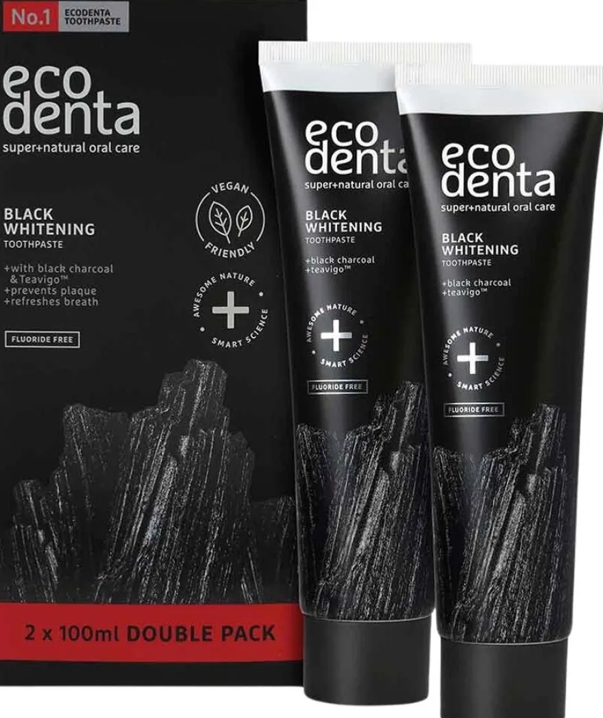 Ecodenta Black Whitening valkaiseva hiilihammastahna, 100ml tuplapakkaus