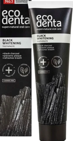 Ecodenta Black Whitening valkaiseva hiilihammastahna, 100ml