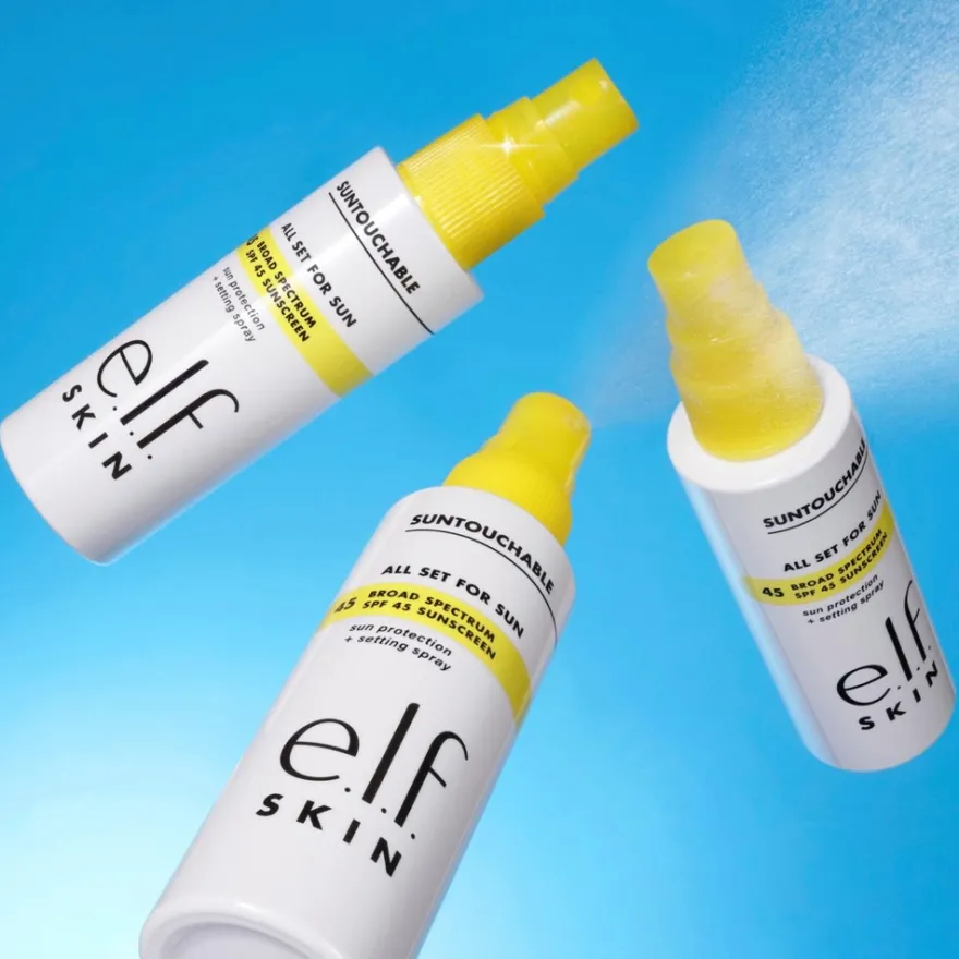 e.l.f cosmetics SKIN Suntouchable! All Set for Sun SPF 30 aurinkosuoja- ja kiinnityssuihke 60 ml