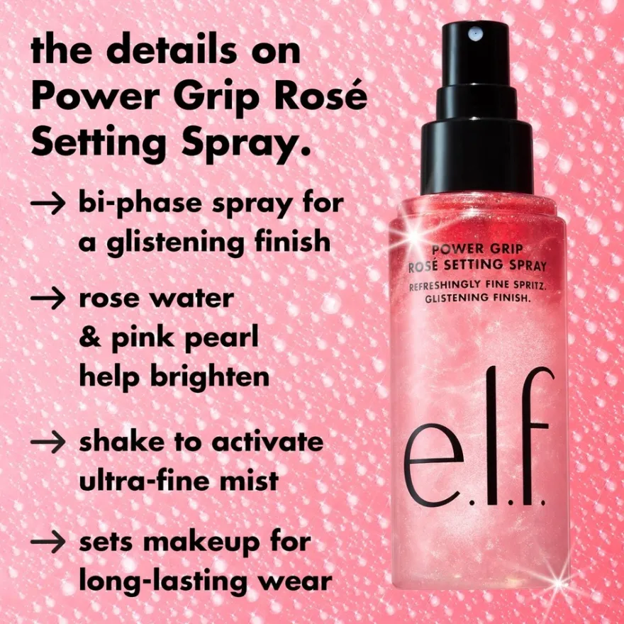 E.L.F Power Grip Rose Setting Spray meikinkiinnityssuihke 80 ml