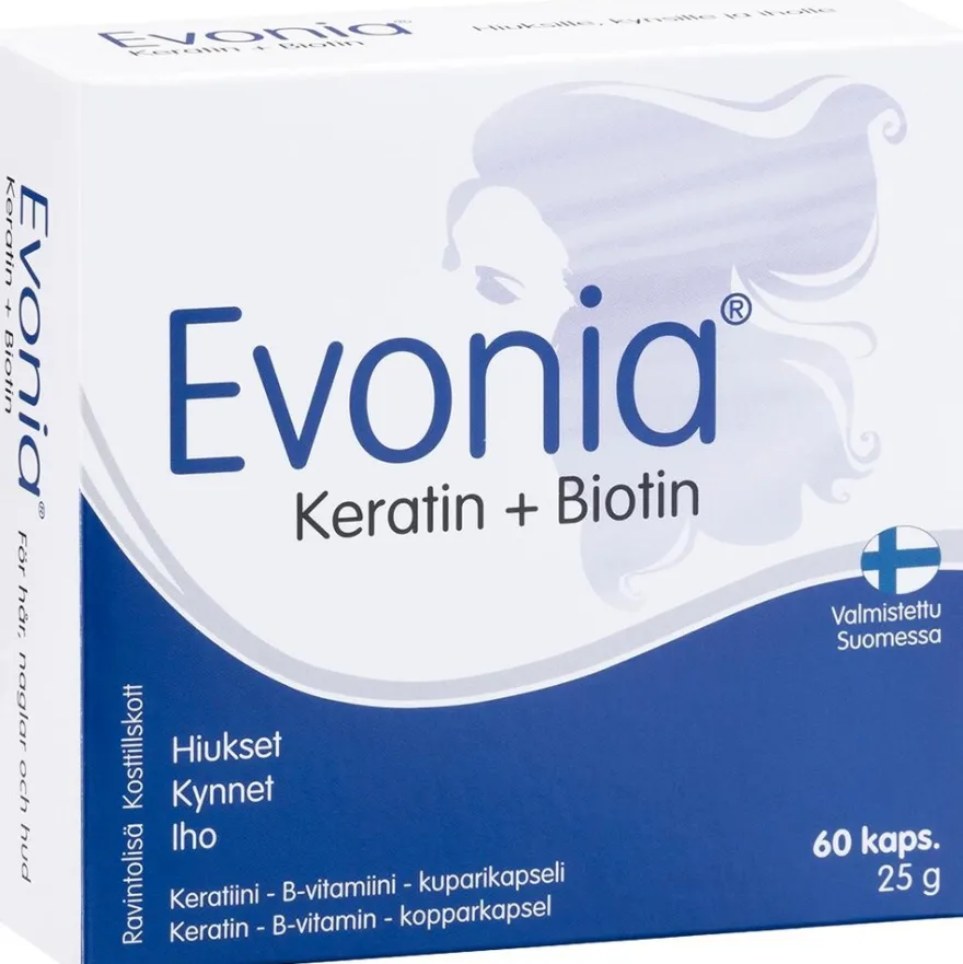 Evonia Keratin + Biotin Keratiini-B-vitamiini-kuparikapseli 60 kaps