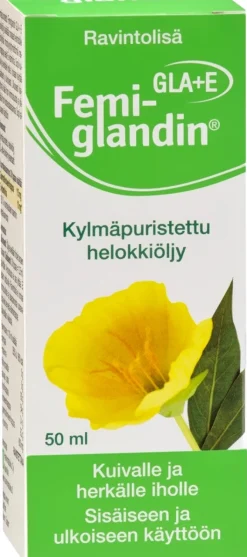 Femiglandin GLA+E kylmäpuristettu helokkiöljy 50 ml