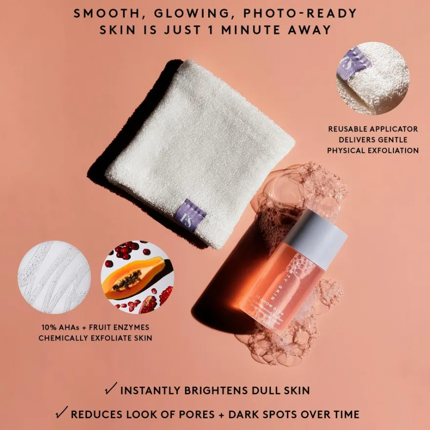 Fenty Skin Pre-Show Glow Instant Retexturizing Treatment + Reusable Applicator seerumi & kuorintapyyhe 30 ml