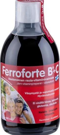 Ferroforte B + C nestemäinen rauta-vitamiinivalmiste 500 ml