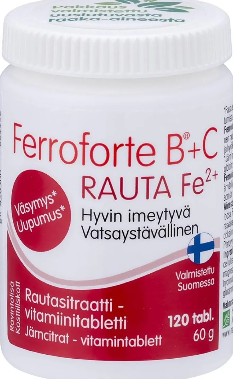 Ferroforte B + C rautasitraatti-vitamiinitabletti 120 tabl