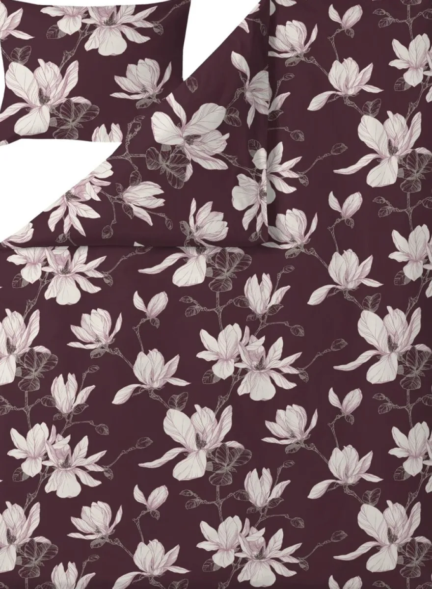 Finlayson satiini pussilakanasetti Magnolia 150X210+50x60 viininpunainen-roosa