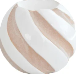Finnmari Lämpökynttilälasi 9x9x8 cm raita beige/valkoinen
