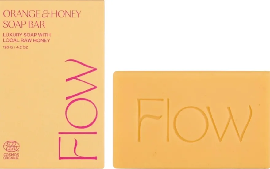 Flow Cosmetics Orange & Honey -palasaippua kasvoille, käsille, vartalolle ja sheivaukseen 120g