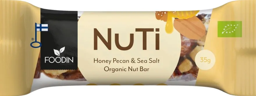 Foodin NUTI, Honey, Pecan & Sea Salt, Luomu, 35g