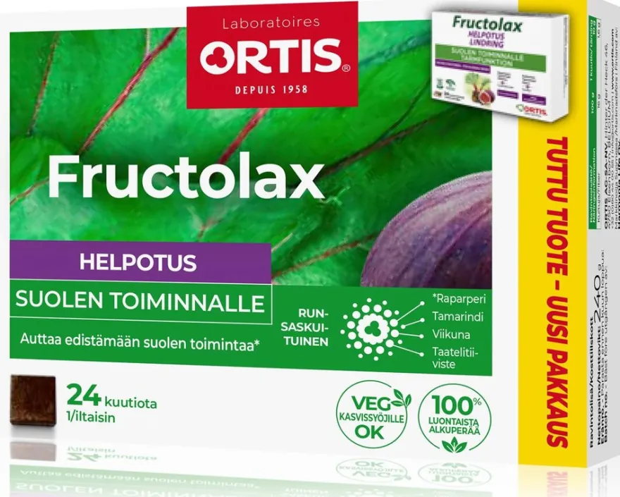 Fructolax Helpotus runsaskuituinen hedelmäkuutio ravintolisä 240g/24 kpl