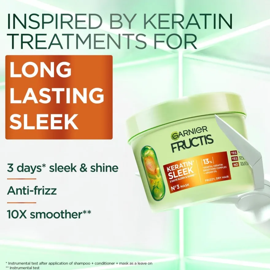 Garnier Fructis Keratin Sleek Hiusnaamio pörröisille hiuksille 370 ml
