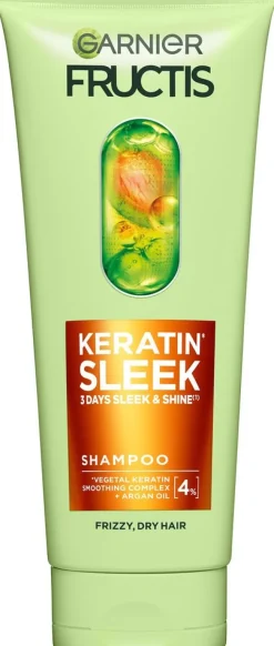 Garnier Fructis Keratin Sleek Shampoo pörröisille hiuksille 200 ml