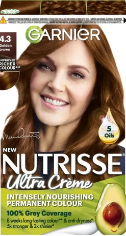 Garnier Nutrisse Ultra Creme 4.3 Golden Brown Kullanruskea kestoväri 1kpl