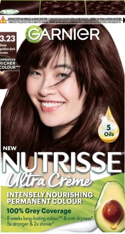 Garnier Nutrisse Ultra Creme 3.23 Deep Golden Dark Brown Tumma Kullanruskea kestoväri 1kpl