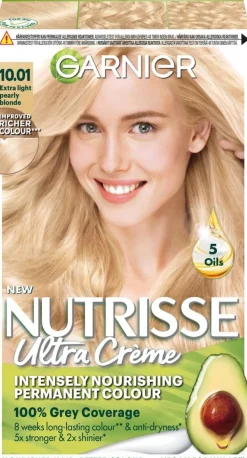 Garnier Nutrisse Ultra Creme 10.01 Extra Light Pearly Blonde Kirkas Helmiäisvaalea kestoväri 1kpl