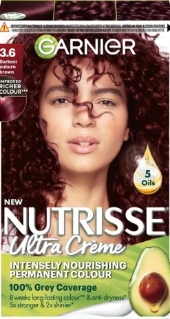 Garnier Nutrisse Ultra Creme 3.6 Darkest Auburn Brown Tumma Punaruskea kestoväri 1kpl