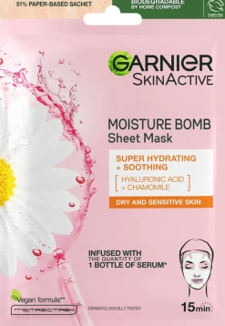 Garnier Skin Active Moisture Bomb kosteuttava kangasnaamio kuivalle ja herkälle iholle 32g
