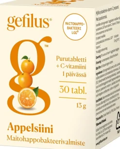 Gefilus Maitohappobakteeri-C-vitamiinivalmiste. Appelsiininmakuinen.