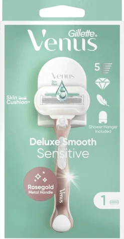 Gillette Venus Deluxe Smooth Sensitive RoseGold Ihokarvanajohöylä + Seinäpidike