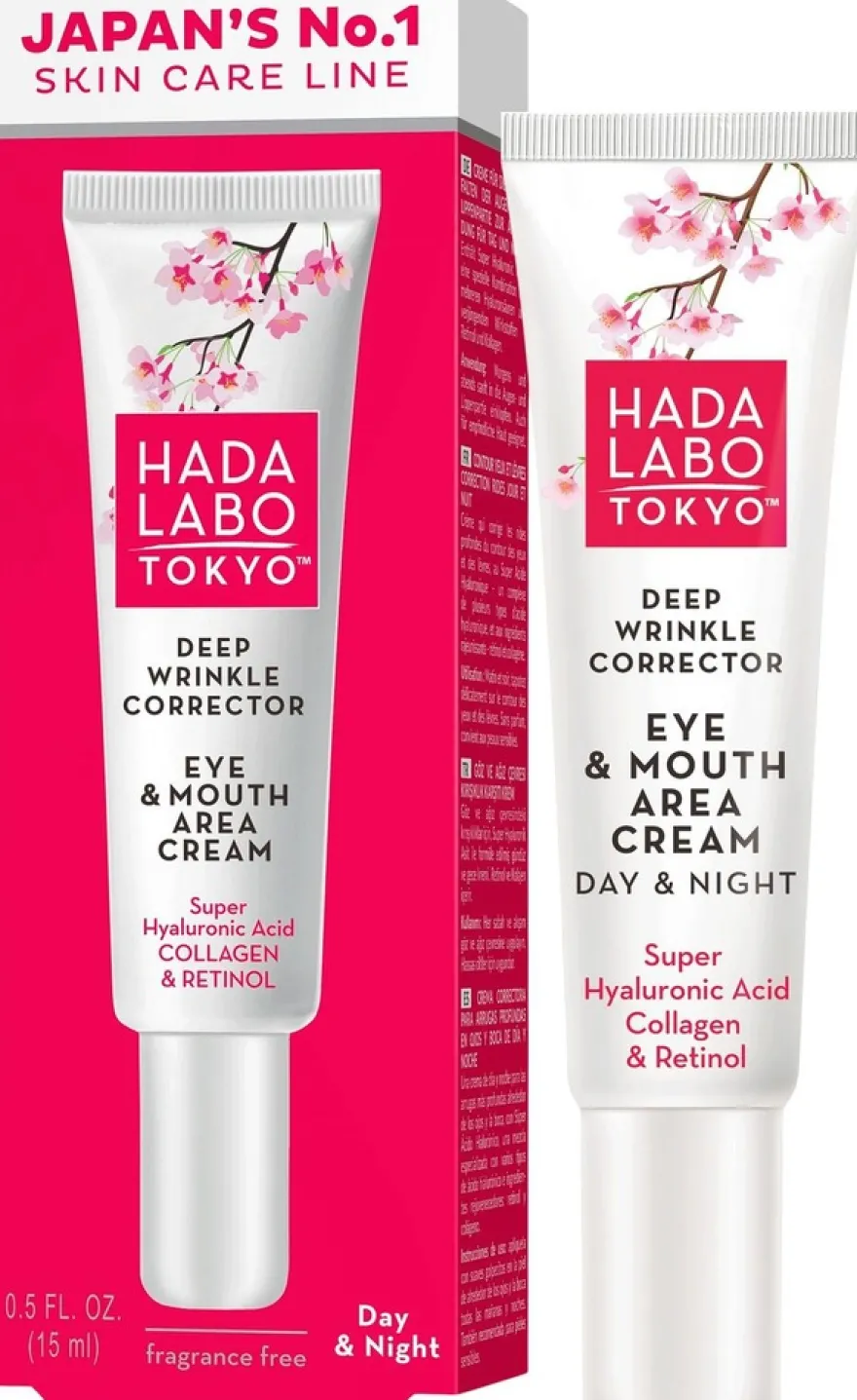HADA LABO TOKYO Deep Wrinkle Corrector Eye & Mouth Area Cream täsmävoide juonteille 15ml
