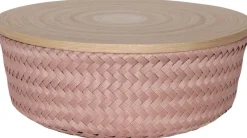 Handed By pyöreä kierrätysmuovinen rasia bambukannella roosa m 11 x 26 cm