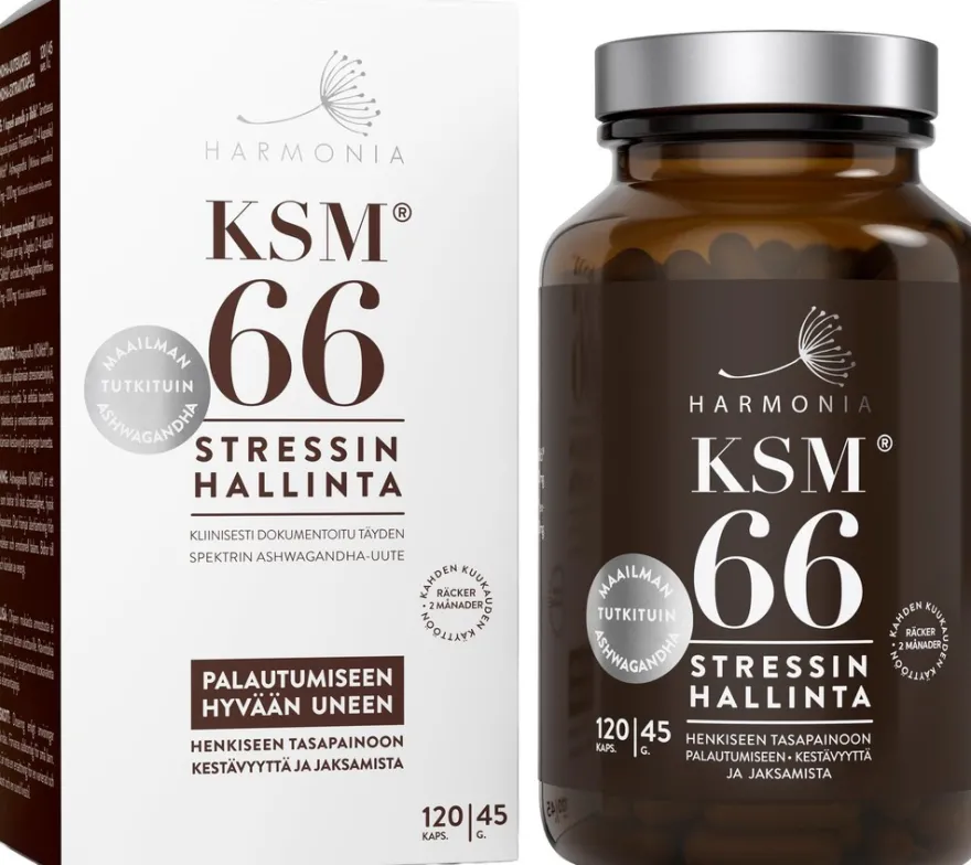 Harmonia KSM66 Luomu Ashwagandha-uutekapseli ravintolisä 45g/120kaps