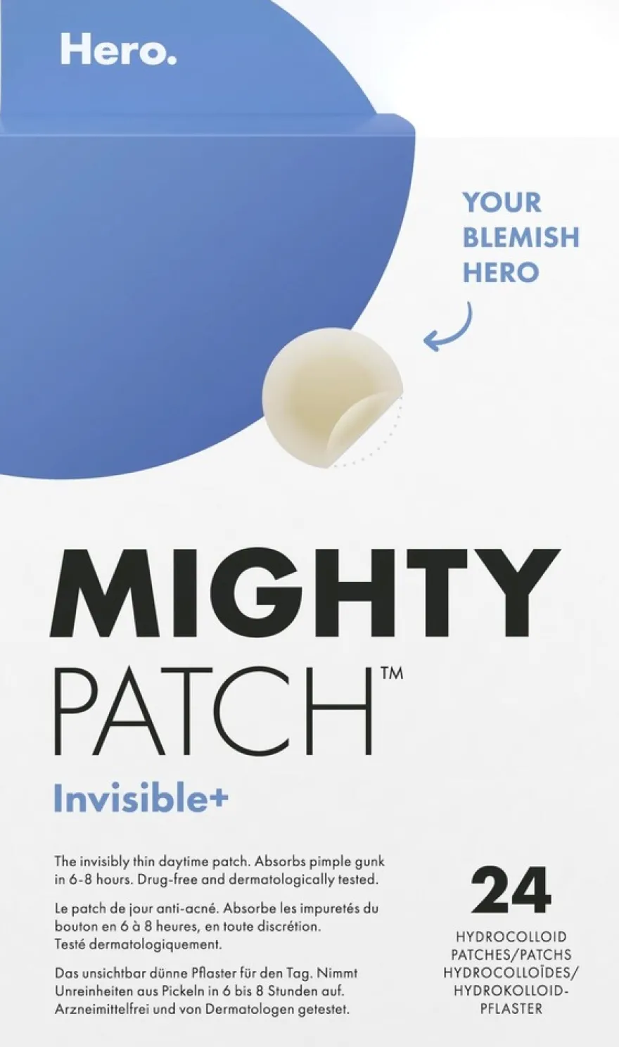 Hero Mighty Patch Invisible+ -finnilaastari päiväkäyttöön 24 kpl