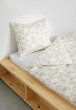 Åhléns Home Elise satiinipussilakanasetti 150x210+50x60 cm beige kukallinen