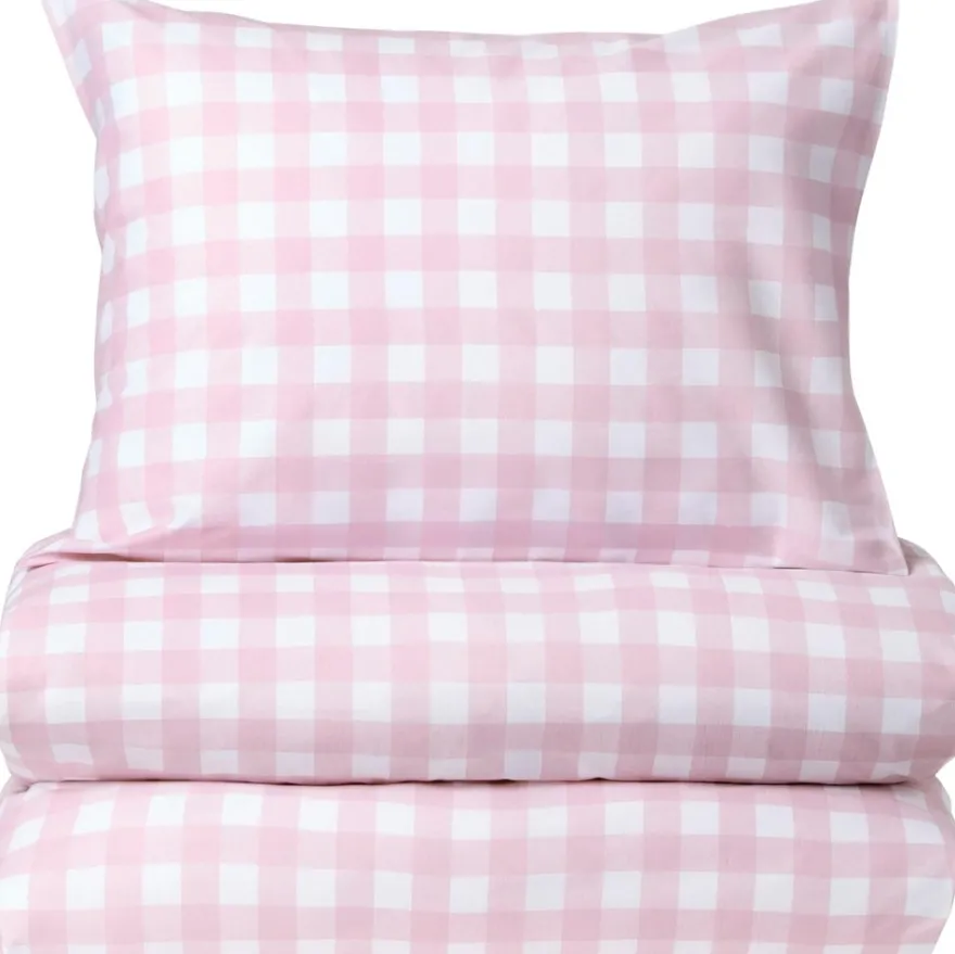 Åhléns Home Gingham pussilakanasetti 150x210+50x60 cm vaaleanpunainen