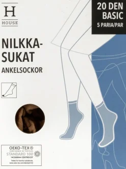 House naisten nilkkasukat 20 den musta, koko 36–42 5-pack