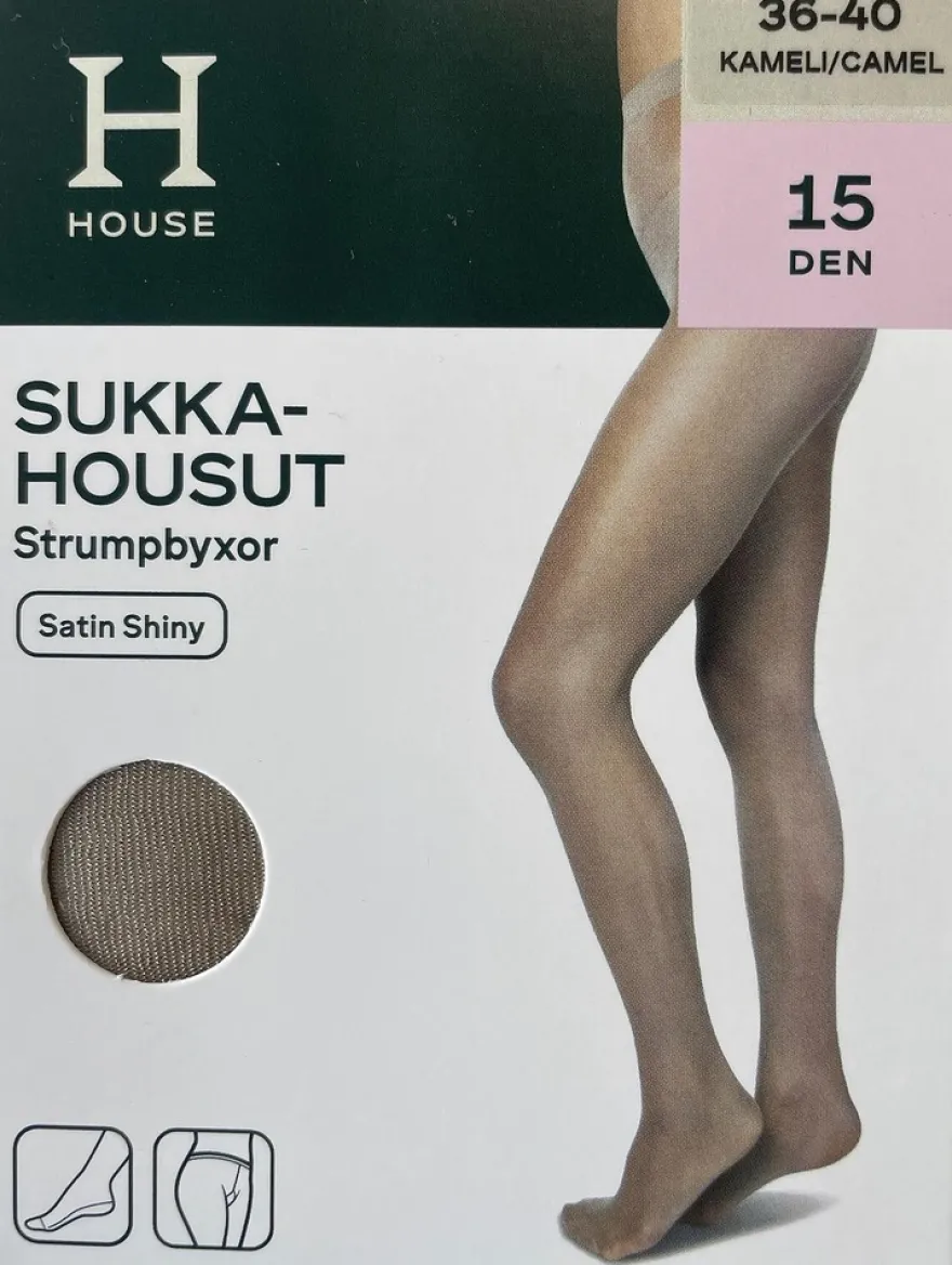 House sukkahousut Satin Shiny 15 den Camel, koko 44-48