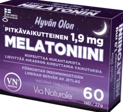 Hyvän Olon Pitkävaikutteinen Melatoniini 1,9 mg 60 tabl Via Naturale