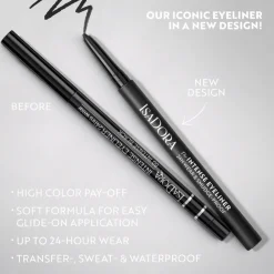Isadora The Intense Eyeliner Silmänrajauskynä 24H Wear & Smudge-proof 60 Intense Black 0,35g