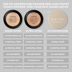 Isadora The No Compromise Matte Longwear Powder puuteri 66 Warm Beige 7 g