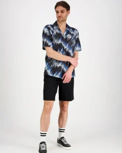 J.Lindeberg Elio Linen printed shirt lyhythihainen kauluspaita